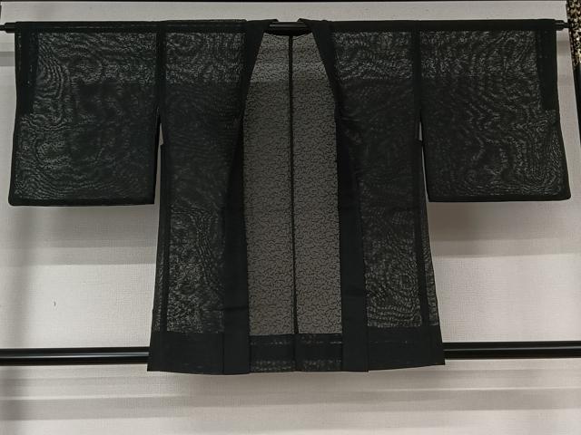 平和屋着物▽羽織 スリーシーズン 春夏秋 塵除け 霞文 黒地 洗える着物 AABL6884jh