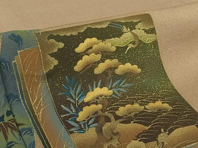 平和屋着物●訪問着 単衣 色紙重ね風景文 金彩 正絹 逸品 AABL6886jh