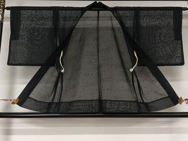 平和屋着物▽羽織 スリーシーズン 春夏秋 塵除け 霞文 黒地 洗える着物 AABL6887jh