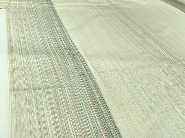 平和屋着物●お召 やまだ織 200色 単衣 縞 正絹 逸品 AABL6888jh