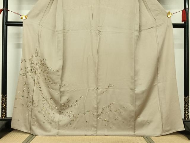 平和屋着物▽訪問着 単衣 総刺繍 束ね熨斗花文 金糸 正絹 逸品 AABL6895jh