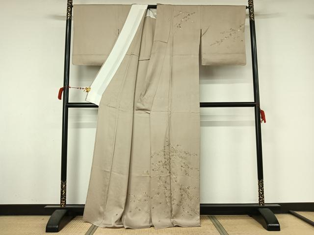 平和屋着物▽訪問着 単衣 総刺繍 束ね熨斗花文 金糸 正絹 逸品 AABL6895jh