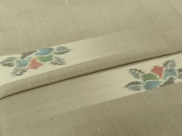 平和屋着物▽小千谷紬 単衣 横段花文 正絹 逸品 AABL6896jh