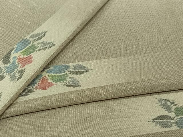 平和屋着物▽小千谷紬 単衣 横段花文 正絹 逸品 AABL6896jh
