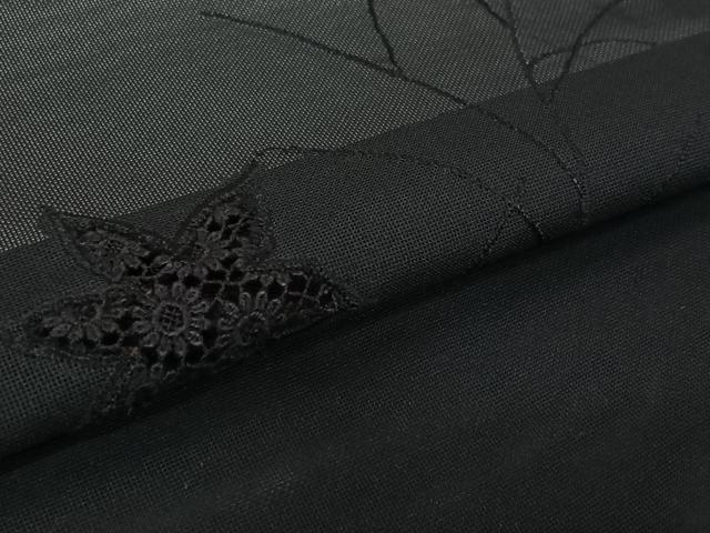 平和屋着物▽羽織 スリーシーズン 春夏秋 塵除け 草花文 黒地 正絹 逸品 AABL6902jh