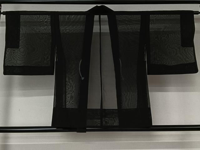 平和屋着物▽羽織 スリーシーズン 春夏秋 塵除け 黒地 正絹 逸品 AABL6903jh