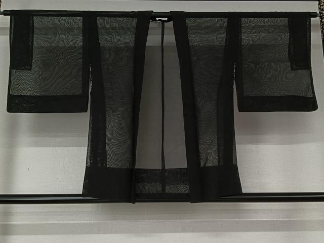 平和屋着物▽羽織 スリーシーズン 春夏秋 塵除け 黒地 正絹 逸品 AABL6903jh