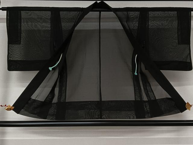 平和屋着物▽羽織 スリーシーズン 春夏秋 塵除け 黒地 正絹 逸品 AABL6903jh