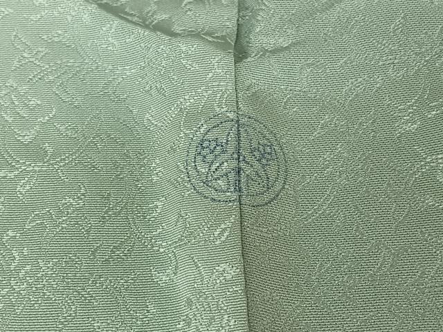 平和屋着物▽上質な色無地 単衣 花唐草地紋 秘色色 正絹 逸品 AABL6914jh