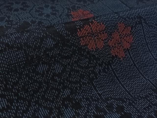 平和屋着物▽上質な紬 単衣 花唐草文 正絹 逸品 AABL6915jh