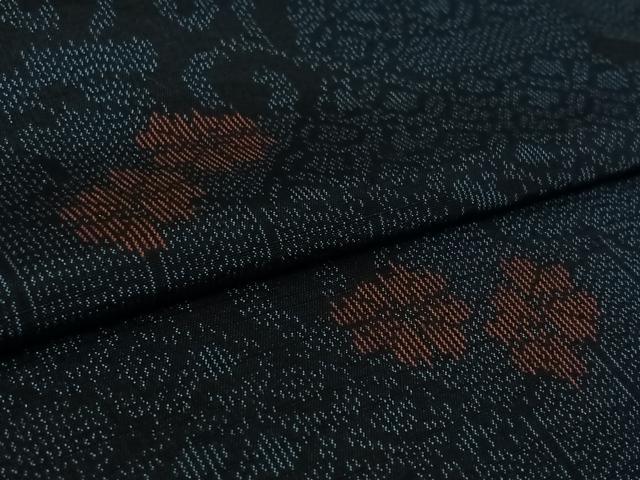 平和屋着物▽上質な紬 単衣 花唐草文 正絹 逸品 AABL6915jh