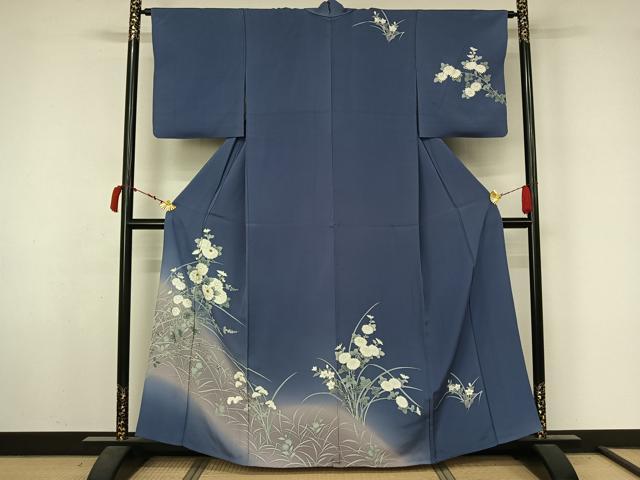 平和屋着物▽訪問着 単衣 刺繍 草花文 暈し染め 金糸 正絹 逸品 AABL6927jh