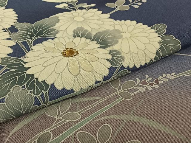 平和屋着物▽訪問着 単衣 刺繍 草花文 暈し染め 金糸 正絹 逸品 AABL6927jh