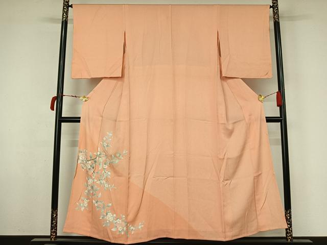 平和屋着物▽色留訪問着 単衣 枝花文 正絹 逸品 AABL6932jh