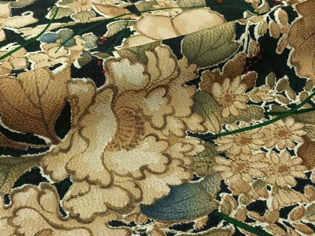平和屋着物▽上質な小紋 単衣 手描き 草花文 正絹 逸品 AABL6949jh