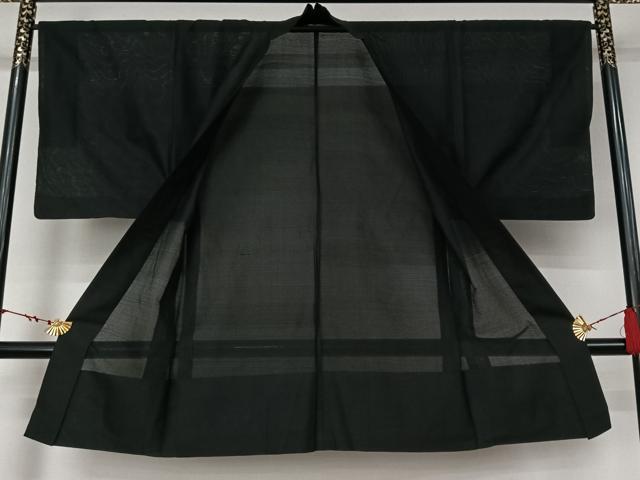 平和屋着物▽男性 長羽織 スリーシーズン 春夏秋 塵除け 黒地 正絹 逸品 AABL6964jh