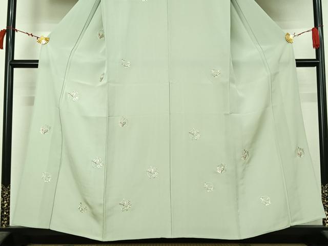 平和屋着物▽訪問着 単衣 総刺繍 雪輪花蝶文 金糸 正絹 逸品 AABL6969jh