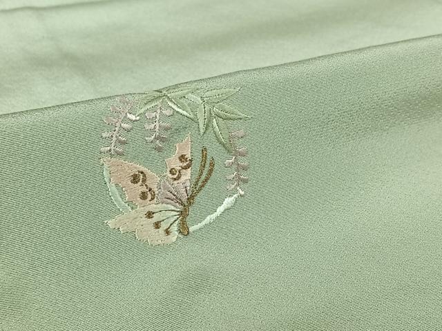平和屋着物▽訪問着 単衣 総刺繍 雪輪花蝶文 金糸 正絹 逸品 AABL6969jh