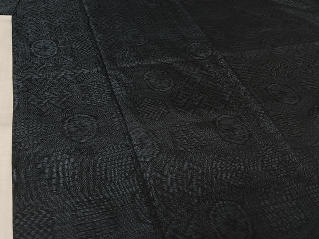 平和屋着物▽本場大島紬 単衣 幾何学文様 正絹 逸品 未使用 AABL6971jh