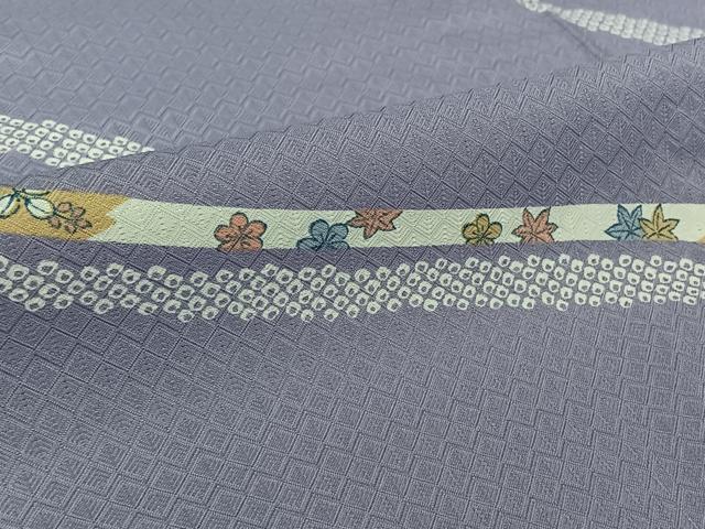 平和屋着物▽小紋 単衣 地紙花文 洗える着物 AABL6981jh