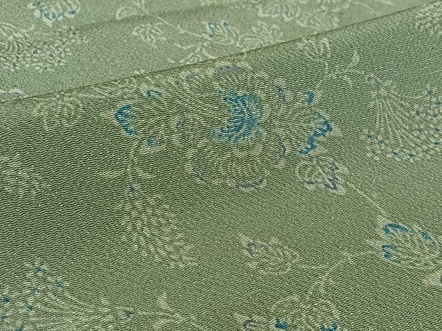 平和屋着物▽上質な小紋 単衣 更紗花文 鬼しぼ縮緬 正絹 逸品 AABL6984jh