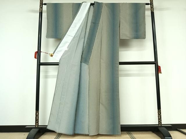 平和屋着物▽小紋 単衣 縞 洗える着物 AABL6989jh