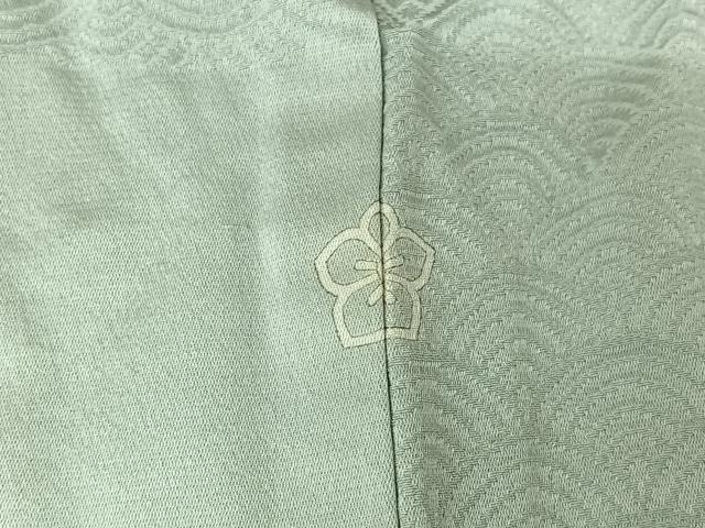 平和屋着物▽上質な色無地 単衣 青海波地紋 藍白色 正絹 逸品 AABL6990jh
