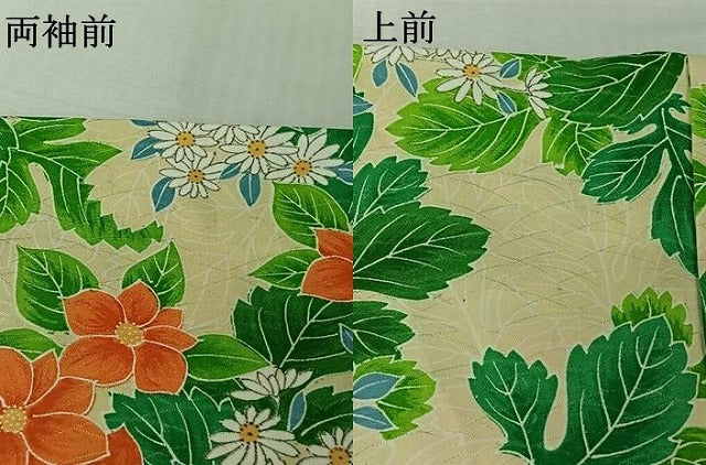 平和屋着物▽小紋 単衣 草花文 洗える着物 AABL7000jh