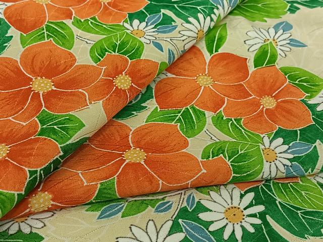 平和屋着物▽小紋 単衣 草花文 洗える着物 AABL7000jh