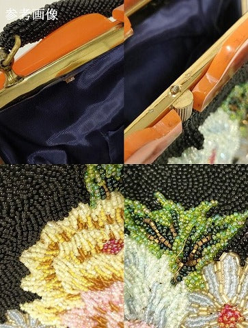 平和屋着物●和装小物 和装バッグ ハンドバッグ ビーズバッグ 花柄 逸品 AABL7003ay