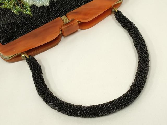 平和屋着物●和装小物 和装バッグ ハンドバッグ ビーズバッグ 花柄 逸品 AABL7003ay