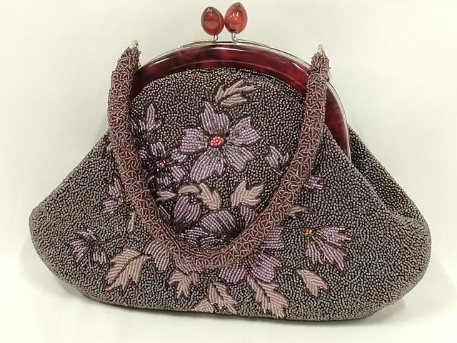 平和屋着物●和装小物 和装バッグ ハンドバッグ ビーズバッグ 花柄 逸品 AABL7014ay