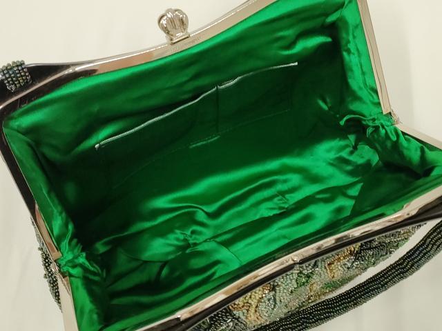 平和屋着物●和装小物 和装バッグ ハンドバッグ ビーズバッグ 幾何学花文 逸品 AABL7015ay