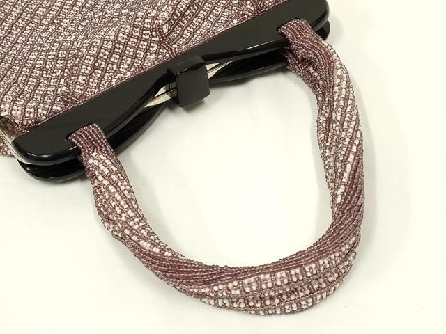 平和屋着物●和装小物 和装バッグ ハンドバッグ ビーズバッグ 斜め格子 逸品 AABL7016ay