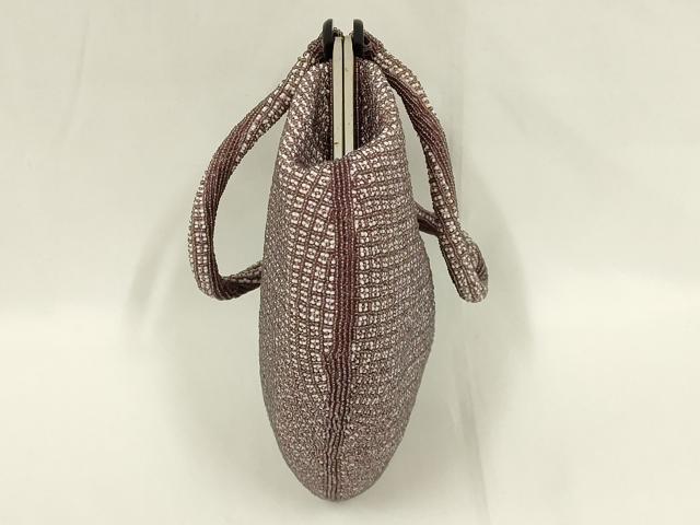 平和屋着物●和装小物 和装バッグ ハンドバッグ ビーズバッグ 斜め格子 逸品 AABL7016ay