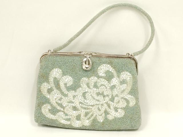 平和屋着物●和装小物 和装バッグ ハンドバッグ ビーズバッグ 花柄 乱菊 逸品 AABL7020ay