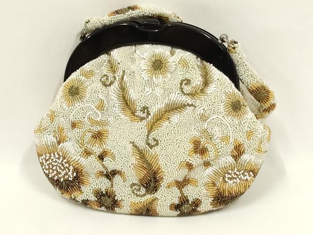 平和屋着物●和装小物 和装バッグ ハンドバッグ ビーズバッグ 花柄 更紗 逸品 AABL7027ay
