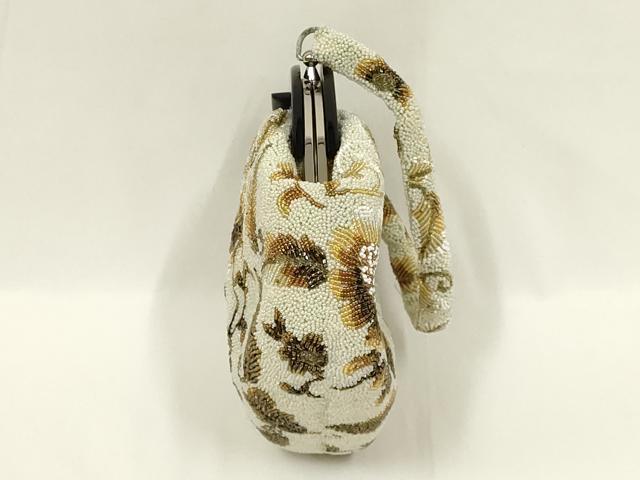 平和屋着物●和装小物 和装バッグ ハンドバッグ ビーズバッグ 花柄 更紗 逸品 AABL7027ay