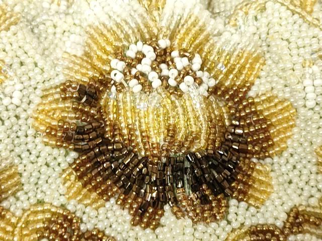 平和屋着物●和装小物 和装バッグ ハンドバッグ ビーズバッグ 花柄 更紗 逸品 AABL7027ay
