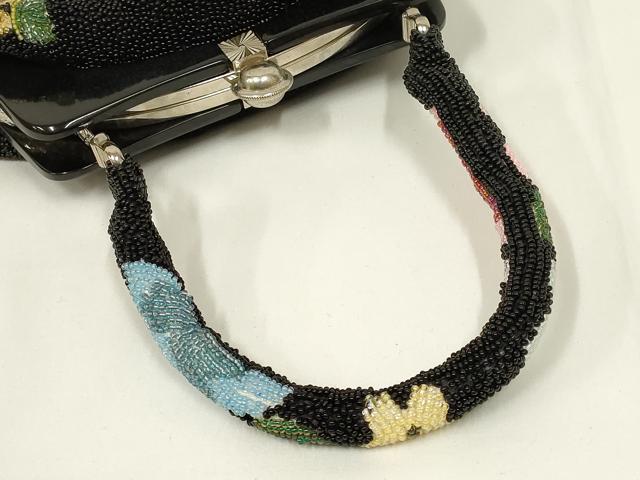 平和屋着物●和装小物 和装バッグ ハンドバッグ ビーズバッグ 花柄 逸品 AABL7031ay