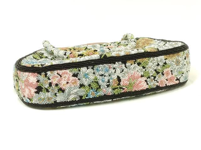 平和屋着物●和装小物 和装バッグ ハンドバッグ ビーズバッグ 花柄 逸品 AABL7032ay