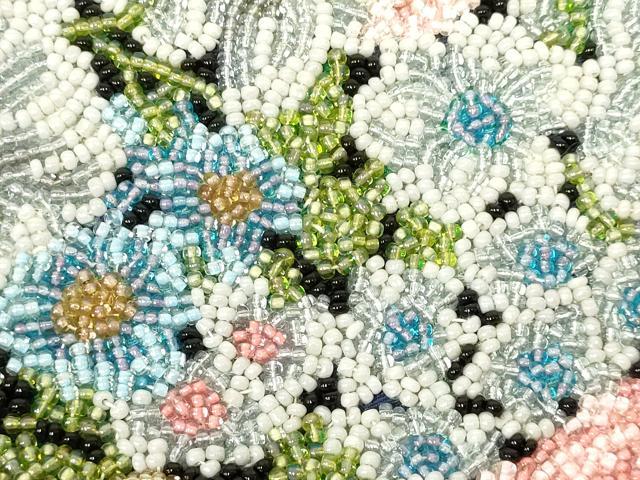 平和屋着物●和装小物 和装バッグ ハンドバッグ ビーズバッグ 花柄 逸品 AABL7032ay