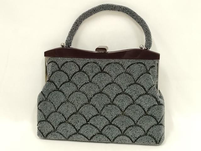 平和屋着物●和装小物 和装バッグ ハンドバッグ ビーズバッグ 青海波 逸品 AABL7039ay