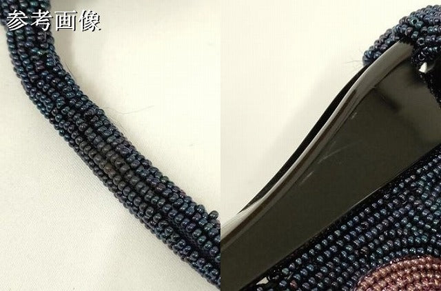 平和屋着物●和装小物 和装バッグ ハンドバッグ ビーズバッグ 幾何学模様 逸品 AABL7042ay