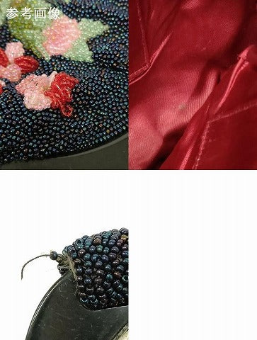 平和屋着物●和装小物 和装バッグ ハンドバッグ ビーズバッグ 花柄 逸品 AABL7043ay