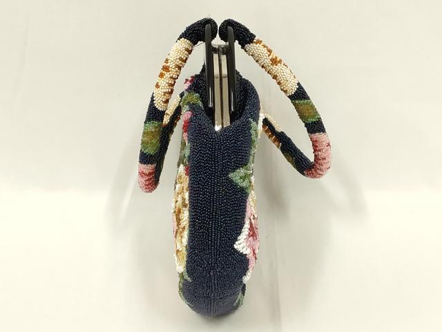 平和屋着物●和装小物 和装バッグ ハンドバッグ ビーズバッグ 花柄 逸品 AABL7043ay