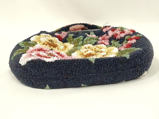 平和屋着物●和装小物 和装バッグ ハンドバッグ ビーズバッグ 花柄 逸品 AABL7043ay