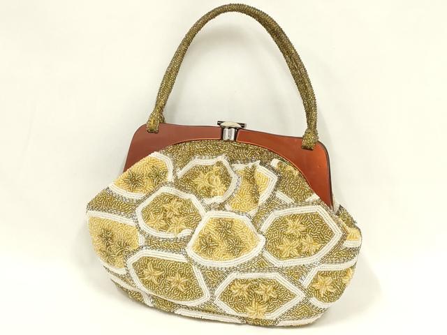 平和屋着物●和装小物 和装バッグ ハンドバッグ ビーズバッグ 吉祥花文 逸品 AABL7044ay