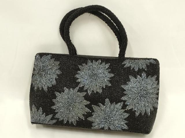 平和屋着物●和装小物 和装バッグ ハンドバッグ ビーズバッグ 花柄 逸品 AABL7045ay
