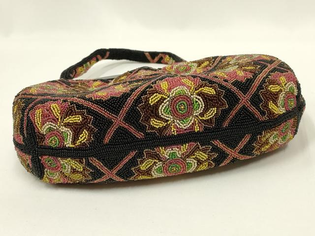 平和屋着物●和装小物 和装バッグ ハンドバッグ ビーズバッグ 花柄 逸品 AABL7051ay